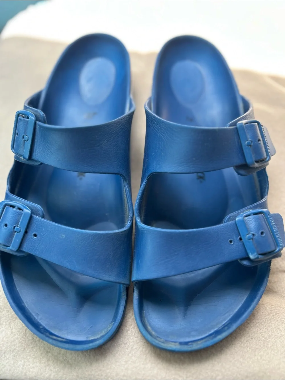 Mens Birkenstock Arizona EVA Blue Double-Buckle Slide Sandals size 12(45)